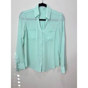 Express Portofino Shirt Women XS Mint Green Lightweight Career Spring Fresh